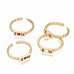 Brass Enamel Cuff Rings&nbsp;RJEW-N035-012-NF