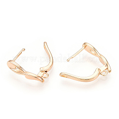 Brass Hoop Earring Findings with Latch Back Closure&nbsp;KK-T049-21G-NF-1