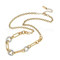 Two Tone 304 Stainless Steel Oval Link Chain Necklaces for Women&nbsp;NJEW-A074-05GP