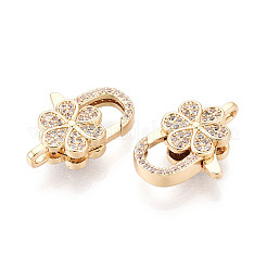 Brass Pave Clear Cubic Zirconia Lobster Claw Clasps&nbsp;KK-T075-75G