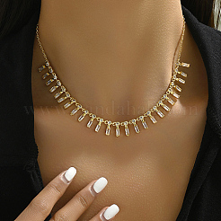 Golden Brass Rectangle Charms Bib Necklace for Women&nbsp;VR0432-1