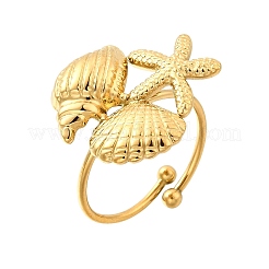 304 Stainless Steel Adjustable Cuff Rings for Women&nbsp;RJEW-M103-02G