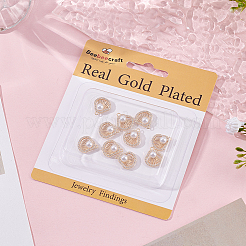 10Pcs Brass Micro Pave Clear Cubic Zirconia and ABS Imitation Pearl Pendants&nbsp;KK-BBC0023-98