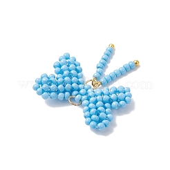 Glass Seed Beaded Bowknot Pendants&nbsp;PALLOY-MZ01055-03