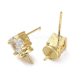 Brass Cubic Zirconia Stud Earring Findings&nbsp;ZIRC-Q204-05G