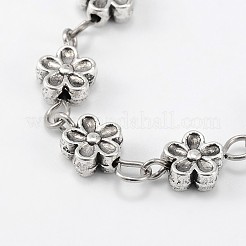 Handmade Tibetan Style Alloy Flower Beads Chains for Necklaces Bracelets Making&nbsp;AJEW-JB00081-03