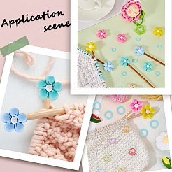 8Pcs 4 Colors Flower Silicone Beads Knitting Needle Protectors/Knitting Needle Stoppers&nbsp;DIY-SC0023-91