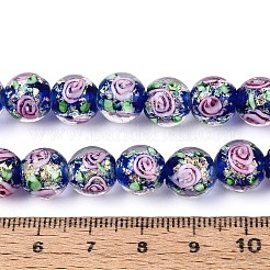 Handmade Foil Glass Beads Strands&nbsp;FOIL-N033-04B