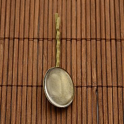 25x18mm Oval Dome Clear Glass Cover & Antique Bronze Iron Hair Bobby Pin Setting Base Sets DIY Hair Jewelry&nbsp;DIY-X0073