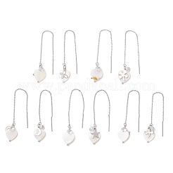 5 Pairs Natural Freshwater Shell Ear Thread Heart&nbsp;EJEW-JE06502