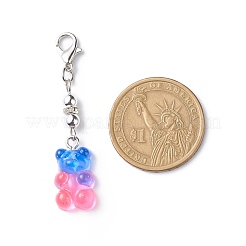 Transparent Gradient Color Resin Bear Pendant Decorations&nbsp;HJEW-JM00765