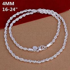 Popular Silver Color Plated Brass Rope Chain Necklaces For Men&nbsp;NJEW-BB12699-20