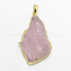Natural Madagascar Rose Quartz Electroplate Big Pendants&nbsp;G-F168-06