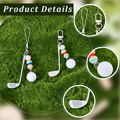 2Pcs 2 Styles Golf Plastic & Alloy Pendant Decorations&nbsp;HJEW-BM0001-40