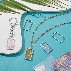12Pcs 2 Colors 304 Stainless Steel Open Back Bezel Rectangle Pendants&nbsp;STAS-UN0057-58