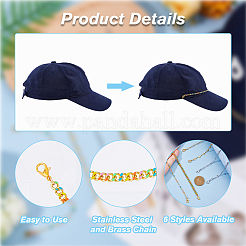 6Pcs Brass & 304 Stainless Steel Link Baseball Cap Chain&nbsp;AJEW-HS00002
