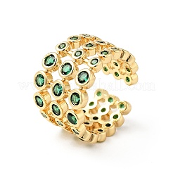 Micro Pave Green Cubic Zirconia Cuff Rings&nbsp;RJEW-G262-02G
