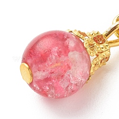 Round Baking Paint Crackle Glass Round Bead Pendant Decorations&nbsp;HJEW-JM00727