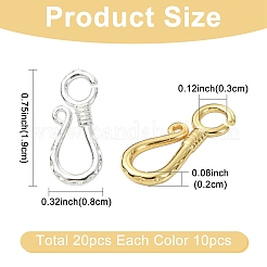 20Pcs 2 Colors Brass Hook Clasps&nbsp;KK-YW0004-17