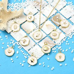 10Pcs 10 Styles Ocean Brass Enamel Pendants&nbsp;KK-CJ0005-89