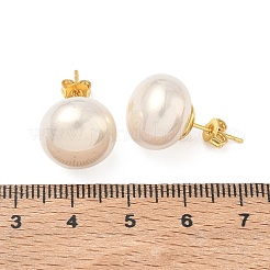 Brass & ABS Plastic Imitation Pearl Stud Earrings for Women&nbsp;PL-CBA760A-14B-G02