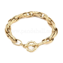 Textured 304 Stainless Steel Double Link Chain Bracelets for Women&nbsp;BJEW-P391-01C-G