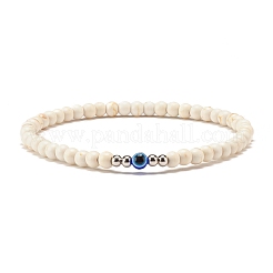 3Pcs 3 Style Synthetic Turquoise(Dyed) & Hematitie Round Beaded Stretch Bracelets Set&nbsp;BJEW-JB07620