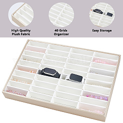 40 Girds Wood Covered with Velvet Bangle Organizer Display Trays&nbsp;BDIS-WH0003-32B