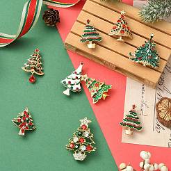 9Pcs 9 Styles Christmas Tree Enamel Pins&nbsp;JEWB-CJ0003-28