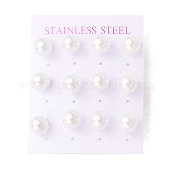 6 Pair Shell Pearl Round Ball Stud Earrings&nbsp;EJEW-A067-18A