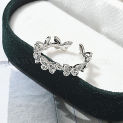 Butterfly Clear Cubic Zirconia Cuff Rings&nbsp;RJEW-G337-15P