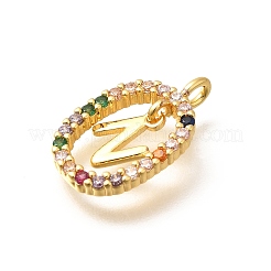Brass Micro Pave Cubic Zirconia Pendants&nbsp;ZIRC-P123-01G-N02