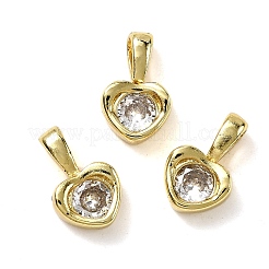 Heart Brass Micro Pave Cubic Zirconia Charms&nbsp;KK-C134-08G