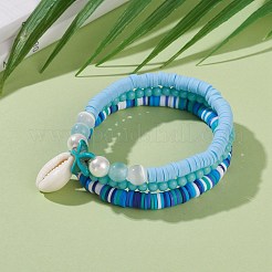 3Pcs 3 Styles Polymer Clay Heishi Beads Stretch Stackable Bracelets Sets&nbsp;BJEW-JB05915