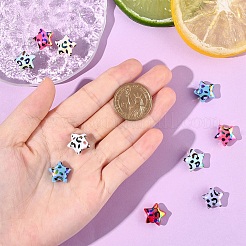 10Pcs UV Plating Opaque Rainbow Iridescent Acrylic Beads&nbsp;OACR-YW0005-03