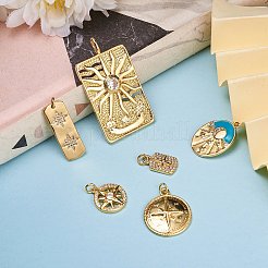 6Pcs 6 Style Brass Micro Pave Cubic Zirconia Pendants&nbsp;KK-SZ0003-87