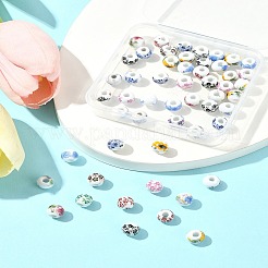 56Pcs Floral Printed Porcelain Beads&nbsp;PORC-FS0001-09