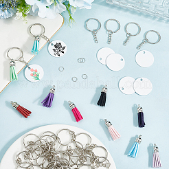DIY Blank Double-sided Heat Transfer Aluminium Pendant Keychain Making Kits&nbsp;DIY-SP0005-26D