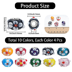 40Pcs 10 Colors Handmade Lampwork European Beads&nbsp;LAMP-PA0001-14