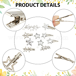 10Pcs 10 Styles Star Iron & Cloth Snap Hair Clips and Iron Alligator Hair Clips&nbsp;PHAR-CY0001-07