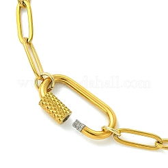 4MM 304 Stainless Steel Paperclip Chain Necklaces with Screw Carabiner Lock Charms for Women&nbsp;NJEW-JN06229