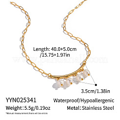 Natural Freshwater Pearl Rice Tassel 304 Stainless Steel Paperclip Chain Necklace for Women&nbsp;AR2544