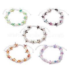 Dyed Synthetic Turquoise & ABS Plastic Imitation Pearl Beaded Braided Bead Bracelets for Women&nbsp;BJEW-JB11906