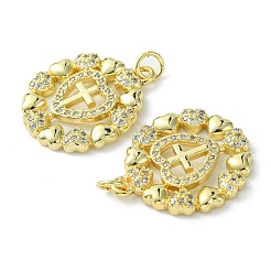 Rack Plating Brass Micro Pave Cubic Zirconia Pendants&nbsp;KK-K332-14G