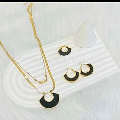 304 Stainless Steel & Acrylic Pendant Necklaces & Hoop Earrings & Rings Sets&nbsp;FS-WGD4BAB-04
