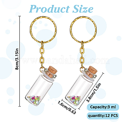 12Pcs Mini Glass Wishing Bottle Pendant Decorations with Plastic Paillette&nbsp;KEYC-DR00007