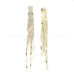 Clear Cubic Zirconia & Crystal Rhinestone Long Tassel Dangle Stud Earrings&nbsp;EJEW-C037-07E-LG