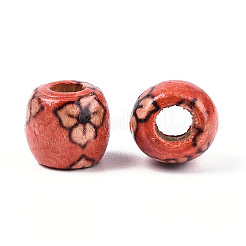 Printed Natural Wood Beads&nbsp;WOOD-N018-07B