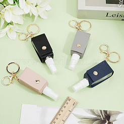 4Pcs 4 Colors Plastic Hand Sanitizer Bottle with PU Leather Cover&nbsp;KEYC-CL0001-04B