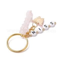 Alloy Enamel Acrylic with Natural Rose Quartz Keychain&nbsp;KEYC-JKC00806-01